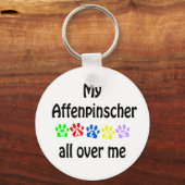 Affenpinscher Walks Design Schlüsselanhänger (Vorderseite)