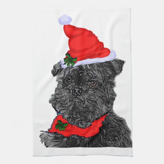 Affenpinscher Weihnachten Geschirrtuch (Vertikal)