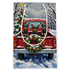Affenpinscher Weihnachten Rotes Lastwagen Ferien Mittlere Geschenktüte
