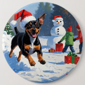 Affenpinscher Weihnachtsfest Schneeszene Button (Vorderseite)