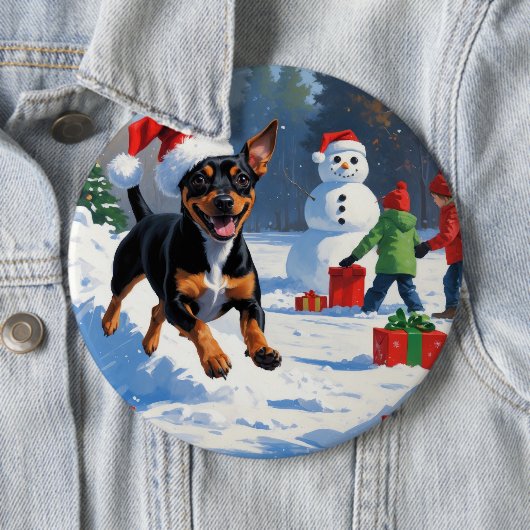 Affenpinscher Weihnachtsfest Schneeszene Button (Beispiel)