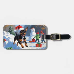 Affenpinscher Weihnachtsfest Schneeszene Gepäckanhänger