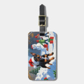 Affenpinscher Weihnachtsfest Schneeszene Gepäckanhänger (Vorderseite vertikal)