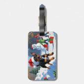 Affenpinscher Weihnachtsfest Schneeszene Gepäckanhänger (Rückseite vertikal)