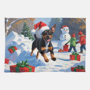 Affenpinscher Weihnachtsfest Schneeszene Geschirrtuch