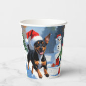 Affenpinscher Weihnachtsfest Schneeszene Pappbecher (Rückseite)