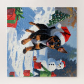 Affenpinscher Weihnachtsfest Schneeszene Puzzle (Horizontal)