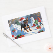 Affenpinscher Weihnachtsfest Schneeszene Rechteckiger Aufkleber (Umschlag)