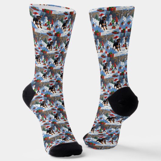 Affenpinscher Weihnachtsfest Schneeszene Socken (Gewinkelt)