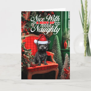 Affenpinscher Weihnachtshund Naughty oder Nice Feiertagskarte
