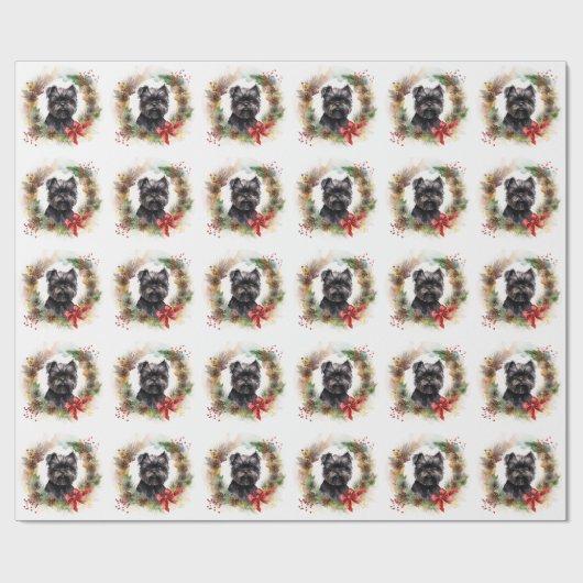 Affenpinscher Weihnachtskreide Geschenkpapier (Flach)