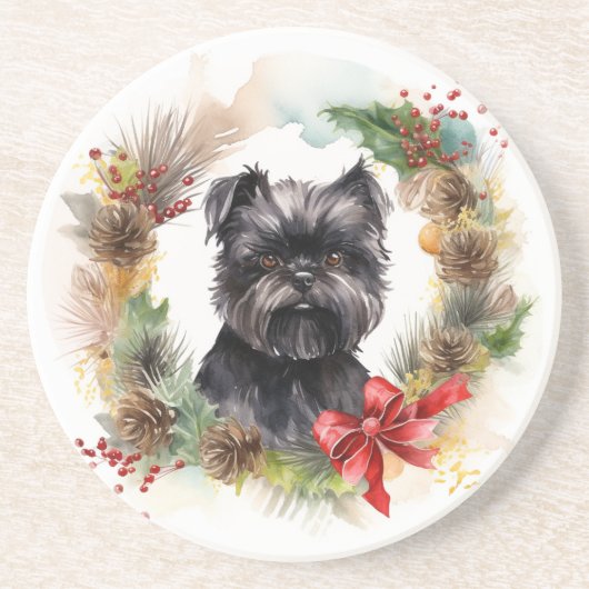 Affenpinscher Weihnachtskreide Getränkeuntersetzer (Vorne)