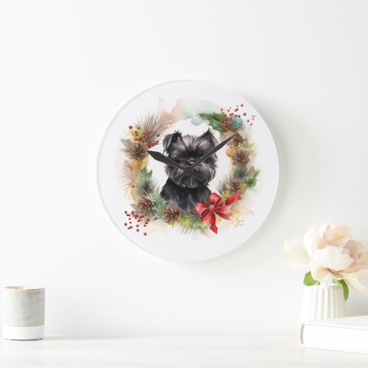 Affenpinscher Weihnachtskreide Große Wanduhr (Zuhause)
