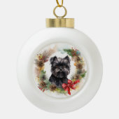 Affenpinscher Weihnachtskreide Keramik Kugel-Ornament (Vorderseite)
