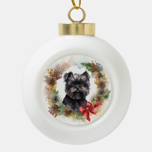 Affenpinscher Weihnachtskreide Keramik Kugel-Ornament (Vorderseite)