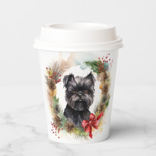 Affenpinscher Weihnachtskreide Pappbecher (Rückseite)