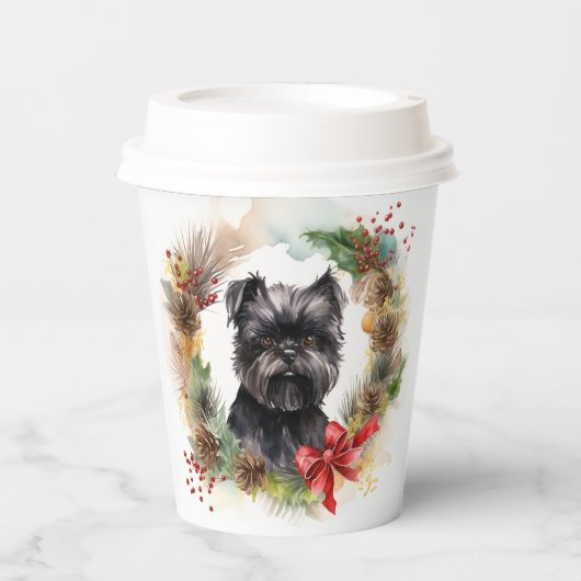 Affenpinscher Weihnachtskreide Pappbecher (Vorderseite)
