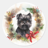 Affenpinscher Weihnachtskreide Runder Aufkleber (Vorderseite)