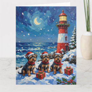 Affenpinscher Weihnachtsleuchtturm Urlaub Karte
