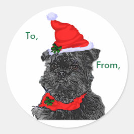 Affenpinscher Weihnachtspaketkleber Runder Aufkleber