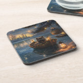 Affenpinscher Weihnachtsreise Getränkeuntersetzer (Linke Seite)