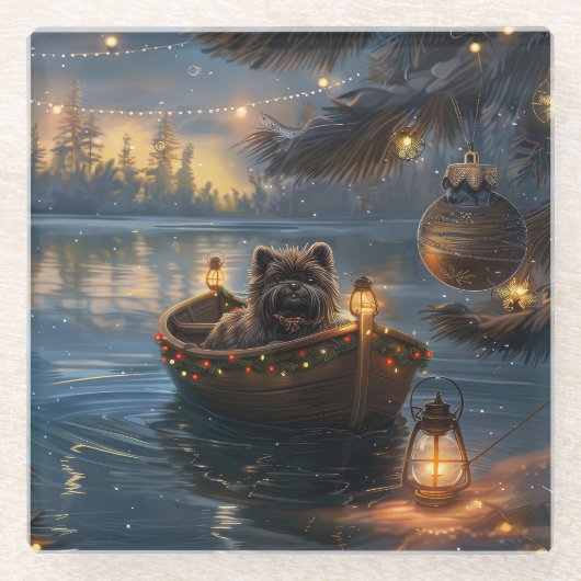Affenpinscher Weihnachtsreise Glasuntersetzer (Vorderseite)