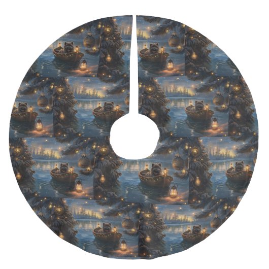 Affenpinscher Weihnachtsreise Polyester Weihnachtsbaumdecke (Vorderseite)