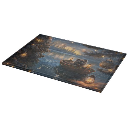 Affenpinscher Weihnachtsreise Schneidebrett (Ecke)