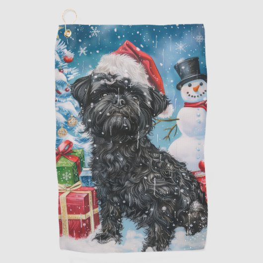Affenpinscher Winter Wonderland Weihnachtsfreude Golfhandtuch (Vorderseite)