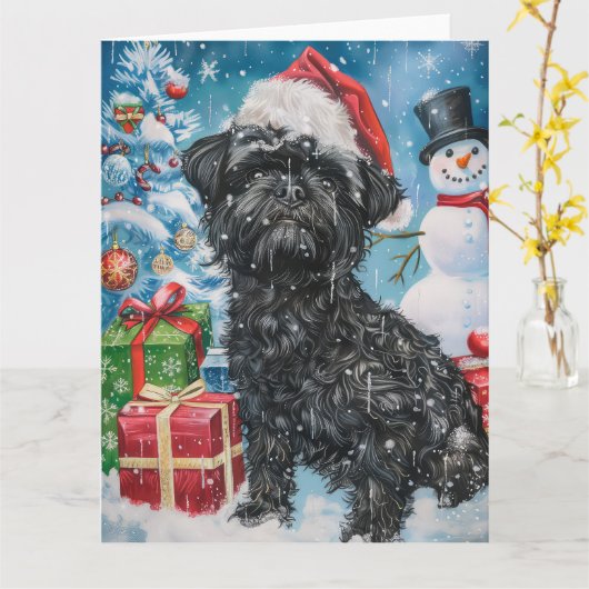 Affenpinscher Winter Wonderland Weihnachtsfreude Karte (Gelbe Blume)
