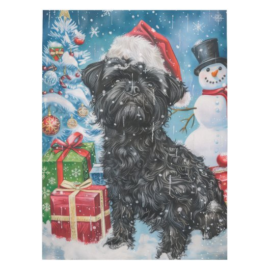 Affenpinscher Winter Wonderland Weihnachtsfreude Tischdecke (Vorderseite)