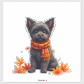 Affenpinscher With Heart Made Of Autumn Leaves Aufkleber (Blatt)