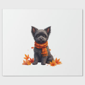Affenpinscher With Heart Made Of Autumn Leaves Geschenkpapier