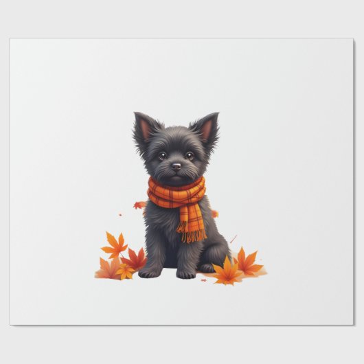 Affenpinscher With Heart Made Of Autumn Leaves Geschenkpapier (Flach)
