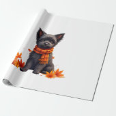 Affenpinscher With Heart Made Of Autumn Leaves Geschenkpapier (Ungerollt)