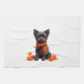 Affenpinscher With Heart Made Of Autumn Leaves Geschirrtuch (Horizontal)