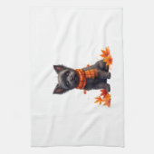 Affenpinscher With Heart Made Of Autumn Leaves Geschirrtuch (Vertikal)
