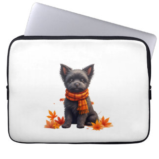 Affenpinscher With Heart Made Of Autumn Leaves Laptopschutzhülle