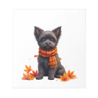Affenpinscher With Heart Made Of Autumn Leaves Notizblock