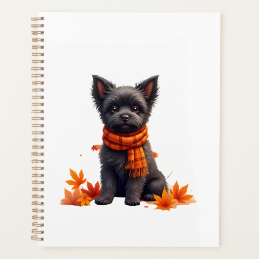 Affenpinscher With Heart Made Of Autumn Leaves Planer (Vorderseite)