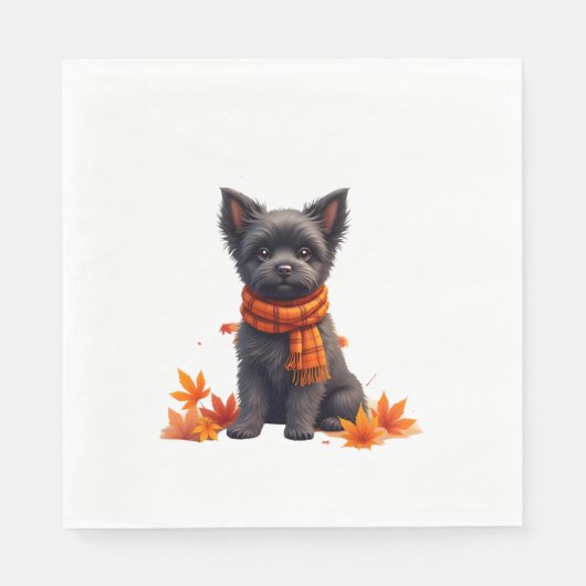 Affenpinscher With Heart Made Of Autumn Leaves Serviette (Vorderseite)