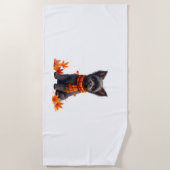 Affenpinscher With Heart Made Of Autumn Leaves Strandtuch (Vorderseite)