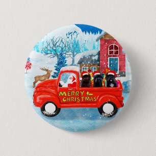 Affenpinschers Dog in Christmas Delivery Truck Button