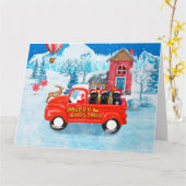 Affenpinschers Dog in Christmas Delivery Truck Karte (Gelbe Blume)