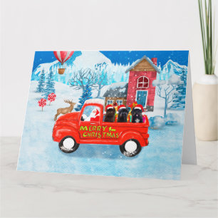 Affenpinschers Dog in Christmas Delivery Truck Karte