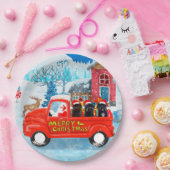 Affenpinschers Dog in Christmas Delivery Truck Pappteller (Party)