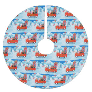 Affenpinschers Dog in Christmas Delivery Truck Polyester Weihnachtsbaumdecke