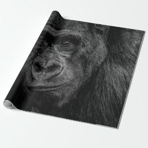 AFFENPORTRAIT AUF SW GESCHENKPAPIER