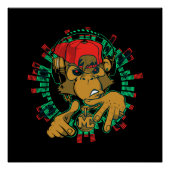 Affenrapper-Affe dj kann verwendet werden Poster (Vorderseite)