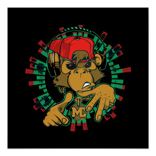 Affenrapper-Affe dj kann verwendet werden Poster (Vorderseite)